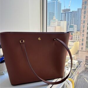 Leather Tote Bag in Brown - Women's Shoulder Bag